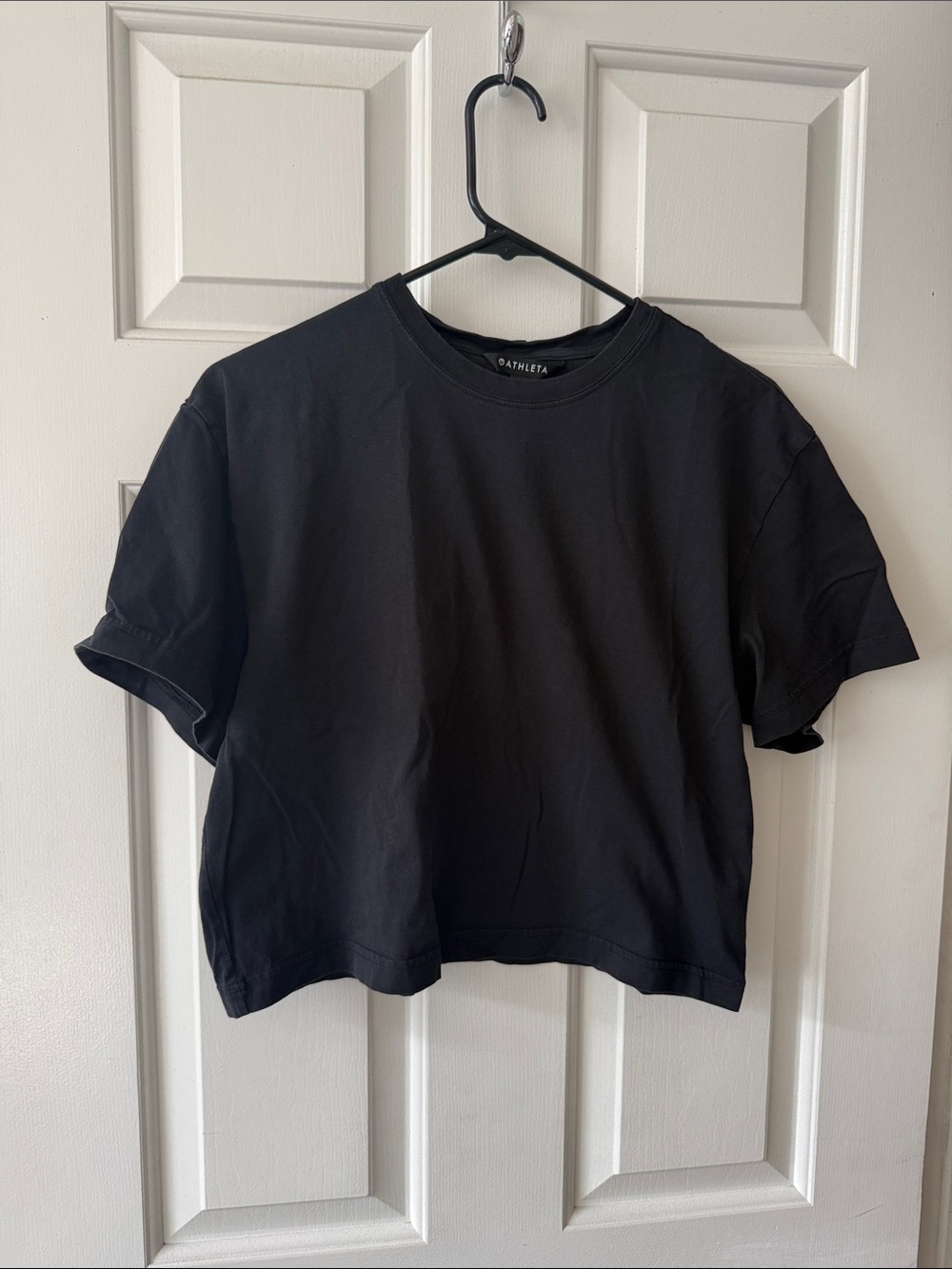 Athleta True Cotton Crop Tee in Black Medium